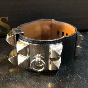 Hermès Palladium Collier de Chien cuff bracelet
